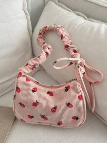 ¡Estilo Fresco y Moderno! Bolso de Hombro y Bandolera para Mujer | Diseño Minimalista con Detalle Plisado y Estampado Floral Pequeño | Gran Capacidad Interior, Ideal para el Día a Día | Material de Alta Calidad y Apariencia Elegante - Multicolor - Ver 9
