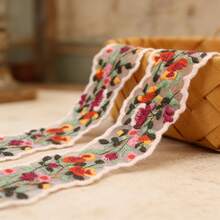 1/5 Inch (6.5cm Wide) Lace, For Sewing Lace Trim, Embroidered Lace Trim - DIY Sewing And Craft Supplies, Suitable For Bows, Hair Accessories, Clothing And Gift Packaging, Denim Decoration, DIY Clothing, Valentine's Day - Red - View 8