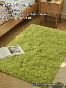 1pc Solid Color Soft & Cozy Shaggy Area Rug, Plush Grass Green Carpet For Living Room/Bedroom, Modern Minimalist Nordic Style Home Decor, Warm & Comfortable Cream Texture Floor Mat, Autumn/Winter Seasonal Gift, Fluffy Christmas/Halloween/Valentine's Day Decoration, Easy Care Living Room/Sofa/Bedside Rug - Grass Green - View 8