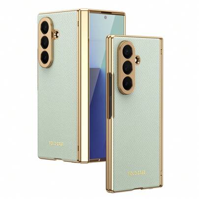 VIETAO 真皮一体式电镀材质仿皮全包覆保护手机壳，兼容三星 Galaxy Z Fold 7 6 5 4 Fold7 Fold6 Fold5 Fold4，附赠钢化玻璃屏幕保护膜，春季礼物
