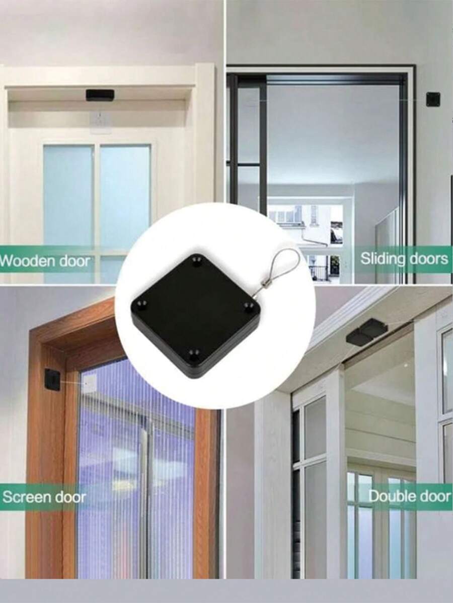 1个/2个免钻孔加厚拉绳滑动门闭门器，轻便自动自闭门器 - 彩色 - 查看 1