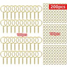 Yiwu Qiyou Accessories Co., LTD 200 chiếc móc khóa sắt tự làm kèm vòng nối chia đôi, màu bạc và vàng, mặt dây chuyền, vòng giữ móc khóa, đồ trang sức tự làm. - 200 chiếc-1 bộ - Xem 7