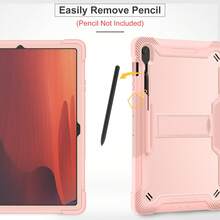 HUASEMI Funda protectora de 13 pulgadas para Galaxy Tab S10FE Plus - Funda protectora de tableta de cobertura completa con soporte incorporado - Oro rosa - Ver 4
