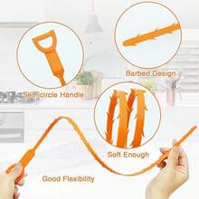 5PCS PP Plastic Sink Drain Clog Remover - Flexible Hair Catcher & Drain Cleaner, Unclogging Tool For Bathroom Sink, Bathtub, Shower & Kitchen - 橘色 - 查看 4