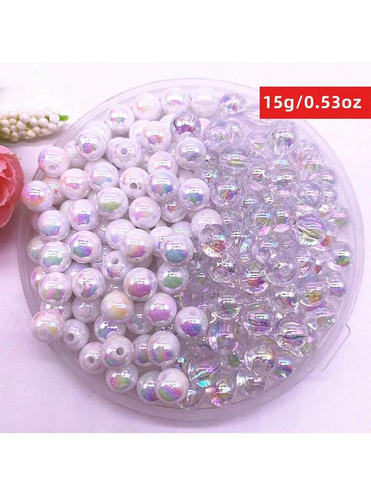 Yiwu Qiyou Accessories Co., LTD 1 Pack 4/6/8/10/12mm Fashionable Holographic Acrylic Beads, Suitable For Women DIY Jewelry Making
