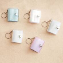 1pc/2pcs Mini Glitter Transparent Photo Album, 16 Capacity, With Keychain, 1 Inch Pocket Insert Style ID Photo Album, Minimalist & Elegant Student Portable Photo Album - Clear - View 2