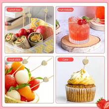 10/20/30/50/100/200pcs Bamboo Appetizer Toothpicks, Bamboo Barbecue Skewers, Heart-Shaped Food Clips, Chrome Gold Chicken Love Skewers, 4.7" Fruit Picks, Elegant Serving For Home, Restaurant, Buffet, Party, Cheese & Charcuterie Platters - Gold - View 4