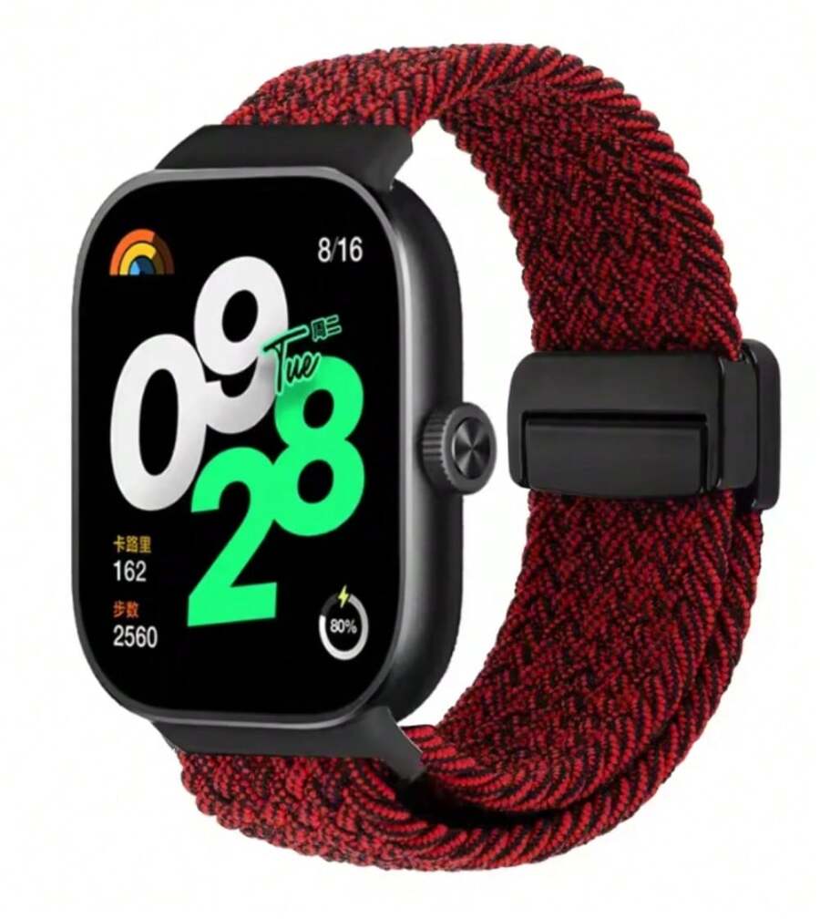 SMART WATCH MX Correa De Nylon Trenzado Magnética Para Xiaomi 8 Pro Y 9 Pro - Rojo/Negro - Ver 1