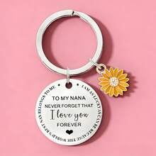1pc "To My Nana" Keychain, Stainless Steel Engraved Gift For Grandmother, Mother's Day, Christmas, Family Gathering - Multicolor - View 1