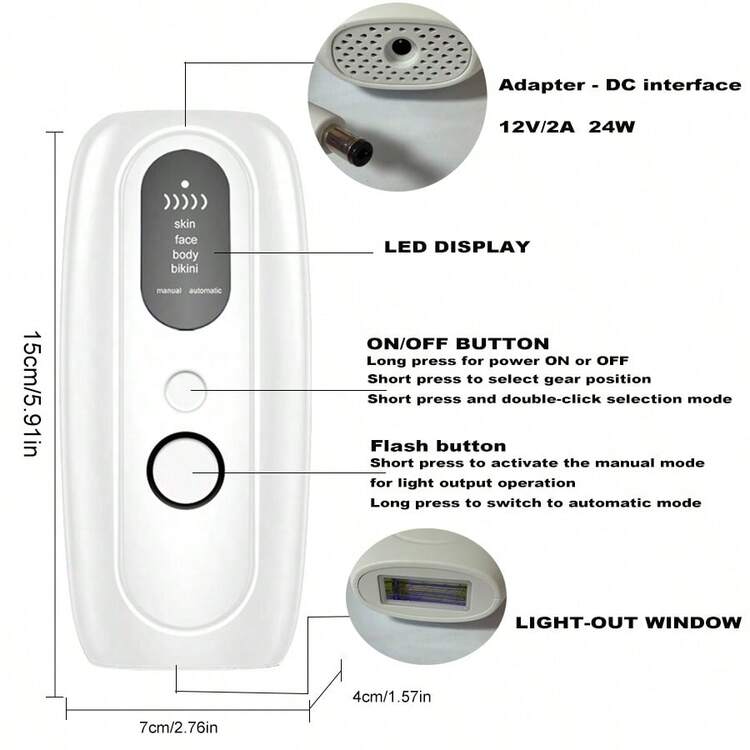 999.999 destellos Dispositivo IPL de depilación láser, máquina de depilación indolora para uso doméstico de mujeres - Blanco - Añade 10