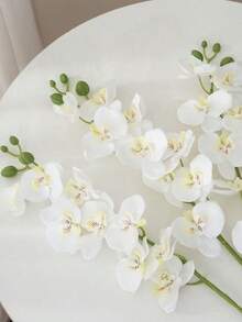 10pcs 70cm Artificial Orchid Stems, 9pcs Realistic Texture Phalaenopsis Orchid Flower Heads, Classic Style Artificial Orchid Bouquet, Decorative Silk Orchid Flowers, Suitable For Living Room Home Decor, Hotel Wedding Floral Arrangement, Chinese New Year, Valentine's Day And Mother's Day Gift For Girlfriend And Mother, Birthday And Graduation Gift - White - View 3