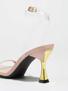 女士高跟鞋，适合春夏夜店、派对、舞会、户外活动等场合，时尚高端电镀独特设计，撞色酒杯鞋跟，尖头，闪亮迷人鞋带，光滑镜面材质，性感透明踝带，可调节踝扣，舒适优雅，适合任何正式场合。浅粉色女士正装凉鞋，百搭流行奢华高跟鞋。 - 淺粉色 - 查看 5