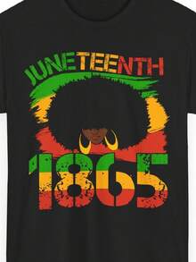 Juneteenth Shirt, Black Afro Natural Hair Woman Tee, African Color Shirt - 黑色 - 查看 1