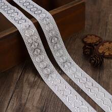 2/5英寸复古提花缎带,金色蕾丝缎带,波西米亚风格刺绣编织缎带,适合缝纫,银色花卉面料饰边蕾丝饰边,可用于DIY工艺品、家居装饰、礼品包装、装饰 - 彩色 - 查看 11