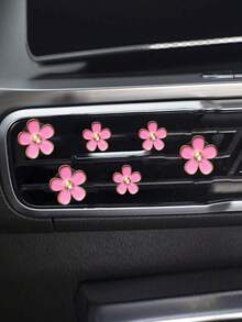 6pcs Alloy Daisy Clips For Car Air Vent Decoration, Air Conditioner Accessories - Pink - View 8