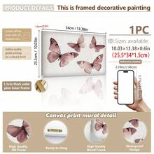 1pc Canvas Wall Art Butterfly Design _ Pink Watercolor Butterfly Painting _ Burgundy-Style Artwork _ Printable Wall Decor _ Girls' Room Decor Baby Room Supplies Girls' Bedroom Decorative Art - Framed Nursery Wall Art Perfect For Children's Room Decor, Playroom Decor Children's Room Decor Nursery Decor