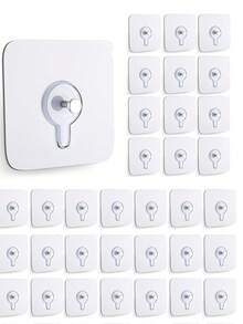 50pcs/Pack Strong Self-Adhesive Wall Hooks With Transparent Screw Fasteners, Suitable For Bathroom, Kitchen Walls, Ceilings, 16mm Length