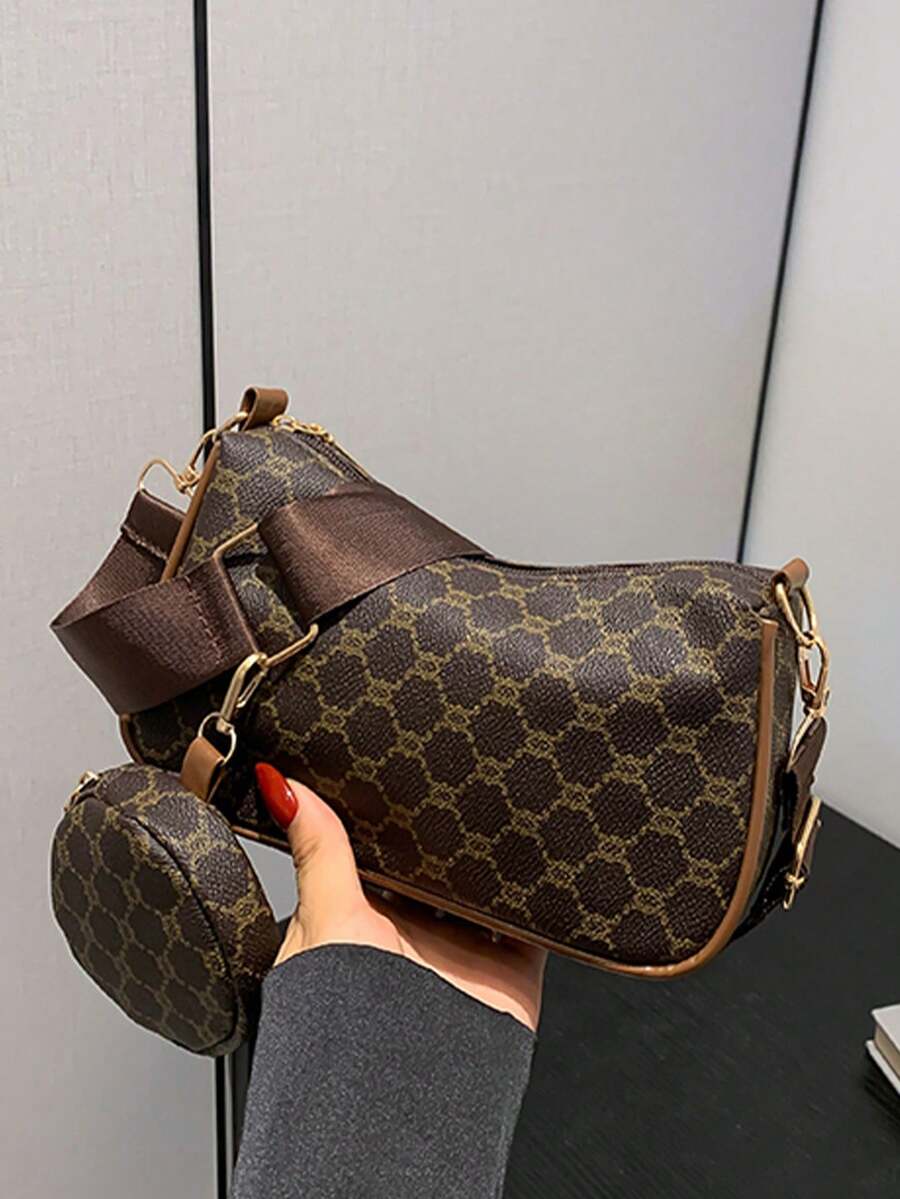 ¡Combo Perfecto y Práctico! Set de Bolso Cuadrado Mini y Monedero para Mujer | Estilo Cruzado con Diseño Geométrico y Toques Retro | Incluye Bolsillo Especial para Monedas y Accesorios | Ideal para Salidas Informales y Eventos de Día - Multicolor - Ver 1