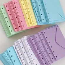 5个装A7活页袋（颜色随机，无拉链）、6孔预算信封和A7钱包式收纳内页 - 彩色 - 查看 1