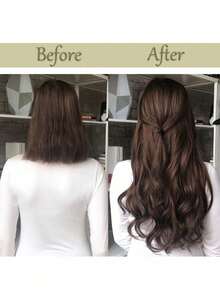 7件套16夹合成24英寸长卷发假发，耐热发夹，渐变黑棕金色女士假发 - 彩色 - 查看 9