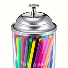 Fashionable Transparent Glass Straw Holder With Colored Straws - Space-Saving Kitchen Counter Organizer, Modern Design, Ideal For Halloween/Christmas/Easter/Thanksgiving
