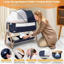 3 In 1 Baby Bassinet Bassinet Co Sleeper For Baby Bassinet With Wheels And Storage Basket And Mosquito Net Height Adjustable Baby Bed Portable Bassinet For Newborn/Infant - Blue - View 5