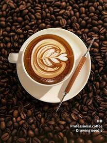 Luxury Latte Art Pen, Rosewood Handle Latte Art Pen, Carved Rod Latte Art Tool, Stainless Steel Coffee Latte Art Pen, Wooden Handle, Suitable For Cappuccino, Espresso Latte Art, Coffee Decorative Carving, Barista Drawing Pen, Reusable Beverage Decorating Tool, Suitable For Cafes, Home, Office, Coffee Lovers, Holiday Gifts, Barista Supplies - Multicolor - View 3