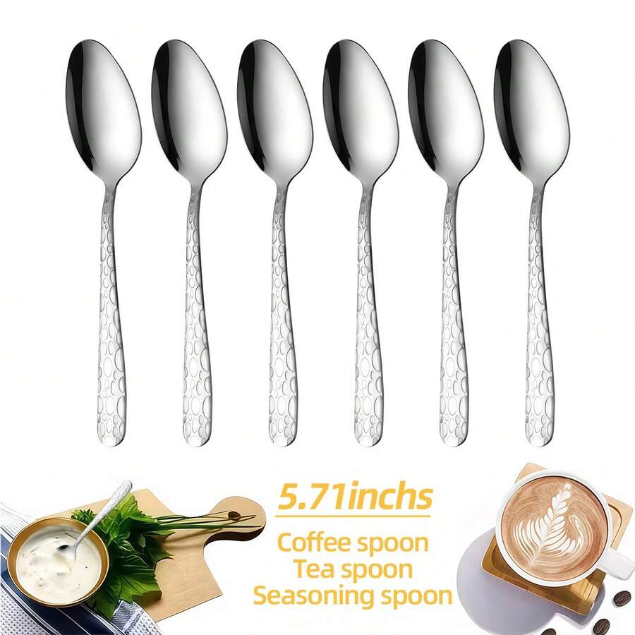 2/4/6/12pcs Unique Cube Design Demitasse Espresso Spoons, Mini Coffee Spoon, Fine Stainless Steel Tea Spoon, Tiny Dessert Spoon, Cute Ice Cream Spoon Seasoning Spoon, Mirror Polished