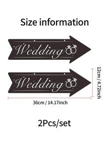 2/4/6/12pcs Wedding Arrow Directional Signs, PVC Material With Hanging Rope, 2 Color Options, Size: 4.7*14.2 Inches - Multicolor - View 2