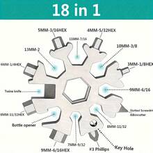 18合1多功能螺丝刀扳手套装 - 包括开瓶器、一字螺丝刀、扳手，必备家居户外工具，雪花图案多功能工具，酷炫DIY男士礼物，便携式维修工具包，汽车及家居保养套装，送礼佳品，小巧易收纳，创意男士工具礼物，生日礼物，爷爷礼物 - 彩色 - 查看 5