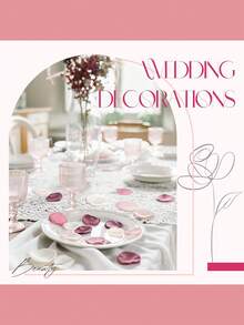 100/200/300pcs Silk Satin Fake Pink Rose Petals, Romantic Night, Aisle Decor, Tabletop Confetti, Party Favors, Home Wedding, Valentine's Day Proposal, Anniversary Decoration, Tabletop Decor, Photography Props, Party Supplies - Multicolor - View 7