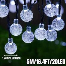 Luces de cadena de bola de cristal solar para exteriores 5m/7m/12m - 20/50/100 LED, 8 modos de iluminación, luces de jardín impermeables, adecuadas para patio, camping, cenador, pared, ventana, fiesta, boda, terraza, Navidad, decoración de San Valentín - Verde Oscuro - Ver 18