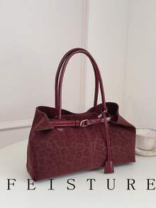 FEISTURE 1件装豹纹大容量单肩斜挎包，时尚PU材质女士手提包，磁扣开合，适合女孩、女士、大学生、年轻职业人士，非常适合工作、商务、通勤、上学等场合。 - 紅色 - 查看 4