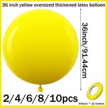 Bóng bay màu vàng kích thước 36 inch (khoảng 91,4 cm), 2/4/6/8/10 quả, bóng bay cao su dày, màu vàng mờ, bơm khí heli, thích hợp cho cô dâu, tiệc tùng, sinh nhật, trang trí chủ đề hoa hướng dương. - Màu vàng - Xem 3