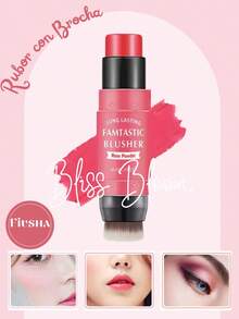 Rubor en barra de doble cabeza, rubor de larga duración, polvo de rubor natural de doble cabeza con esponja, barra de rubor de pasta de vitalidad de alta brillo, expansión de color monocromática de labios y mejillas de uso dual - Fiusha - Ver 1