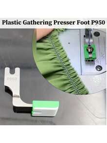 P950工业缝纫机，配备可调节褶皱压脚 - 重型涂层钢压脚，符合人体工程学的手柄，兼容锁式缝纫和褶皱缝纫，绿色布料收集附件，用于精密缝纫，结构坚固耐用 - 彩色 - 查看 2