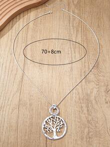 1 chiếc dây chuyền dài thời trang, mặt dây chuyền hình lá rỗng cổ điển thanh lịch, đa năng và sang trọng. - Bạc - Xem 3