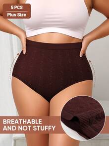 MIOTAN 5入組女士大尺碼低腰三角褲，提花設計，性感舒適