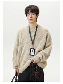 Men Sweaters - Oatmeal Color - View 5