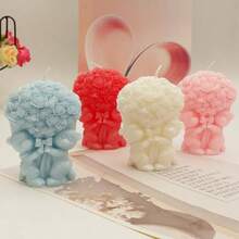 Vela perfumada de oso, velas en forma de oso rosa, velas de aromaterapia de cera de soja hechas a mano, vela decorativa bonita para regalos - Azul - Ver 9