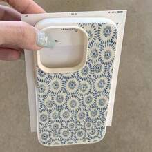 1pc TPU Material Blue Floral Pattern Fresh Design Phone Case Compatible With IPhone - White - View 3