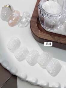 1瓶白色雪花水晶粉、海盐水晶粉、钻石粉、超细闪粉，适用于DIY美甲、圣诞雪花美甲、Y2K风格美甲、法式美甲、万圣节美甲等，以及其他美甲用品。 - 彩色 - 查看 9