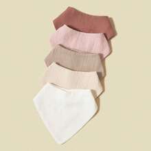 5 chiếc/gói, yếm ăn cho bé bằng cotton nguyên chất, mềm mại và thoáng khí, cần thiết cho sự phát triển của bé, quà tặng sinh nhật. - Nhiều màu - Xem 12