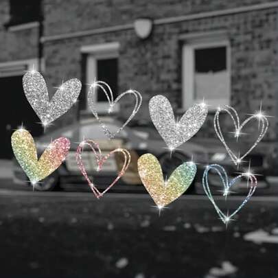 1 miếng dán hình trái tim lấp lánh cho xe hơi, xe tải, xe máy, máy tính xách tay, hoàn hảo để cá nhân hóa phương tiện và thiết bị.