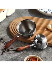 150ml/300ml Stainless Steel & Wooden Handle Hot Oil Pot - Melter For Butter, Chocolate, Sauce & Grease, Precise Pouring Spout, Dishwasher , Material, Suitable For Stove, Induction Cooktop & Various Cooking Scenarios - Multicolor - View 6