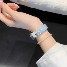 猫爪图案双扣小米手环10/9/8表带，适用于NFC版本，可爱撞色设计，皮革铆钉表带，可调节，创意时尚女士腕带，智能健身手表替换表带 - 彩色 - 查看 6