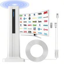 Indoor Digital TV Antenna For Smart TVs, 360° Omnidirectional Reception, Long-Distance Reception Of HDTV Signals, Compatible With Local Channels, Easy To Install, No Cable TV Required. - White - View 1