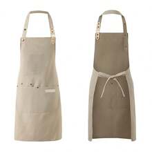 1 Piece Chef Apron Unisex Waterproof Canvas Durable For Restaurant Hotel Baking Beauty Salon Nail Art Kitchen Cooking Y55B - Gray - 查看 10