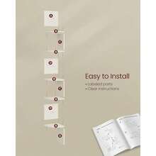 VASAGLE Estantería esquinera, Estante Flotante de Pared de 5 Niveles con diseño de Zigzag, estantería, Color café rústico ULBC72BX(Blanco rústico) - Multicolor - Ver 6