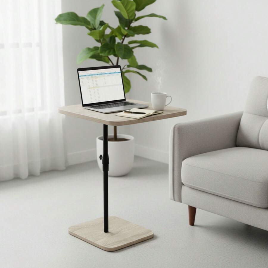 Ecommerc3 MOBLEKIT | Bàn phụ cho sofa hoặc giường ngủ bằng gỗ và kim loại, kiểu cố định hoặc điều chỉnh được với tùy chọn bánh xe, bàn làm việc nhỏ gọn cho gia đình - Miễn phí vận chuyển ✅ Giao hàng 24/48 giờ đến Tây Ban Nha (Bán đảo) - Bàn đen số 4: 45x29 cm - Xem 1